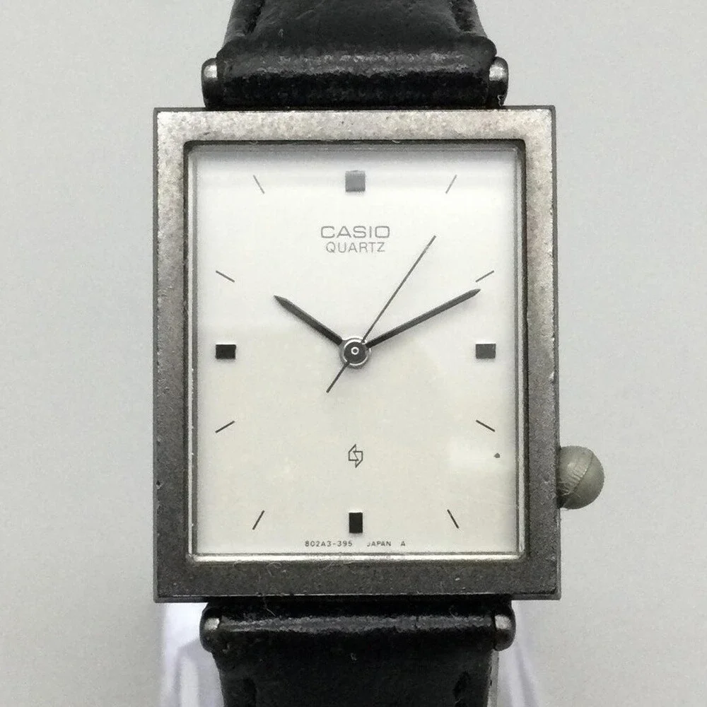 Vintage Casio 331 MY-622 Mens Watch 25mm White Dial Black Leather New Battery